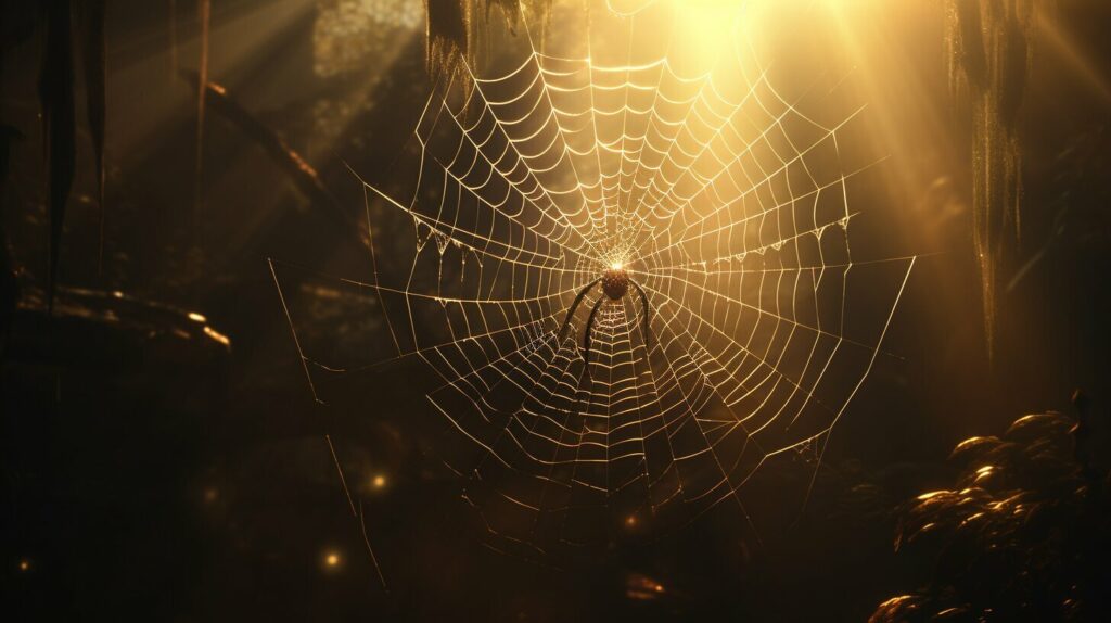 Spider in the center of a cobweb