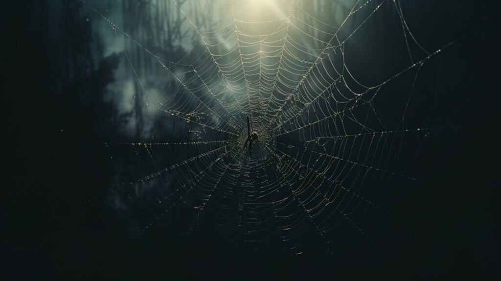 Spider weaving a web