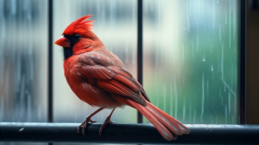 cardinal bird tapping on window symbolism