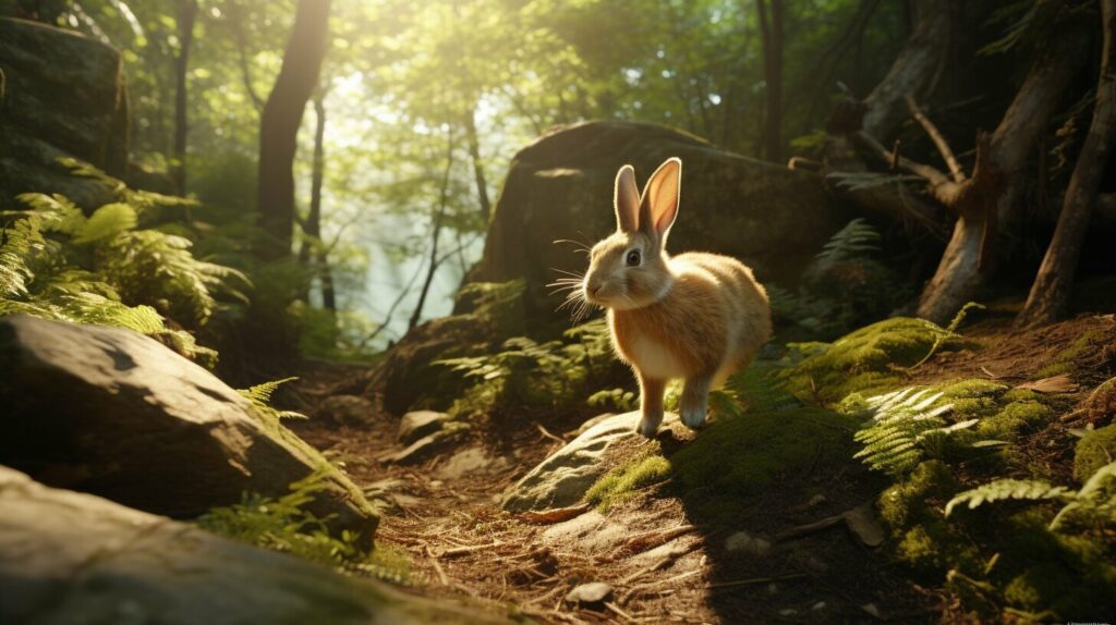 rabbit crossing a path