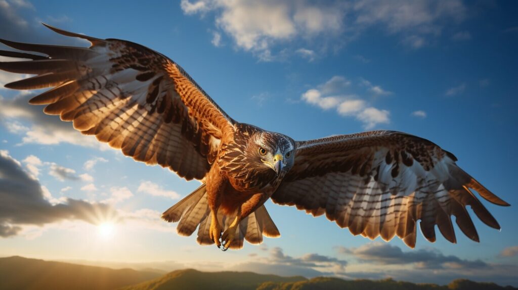 red-tailed hawk flying in the sky